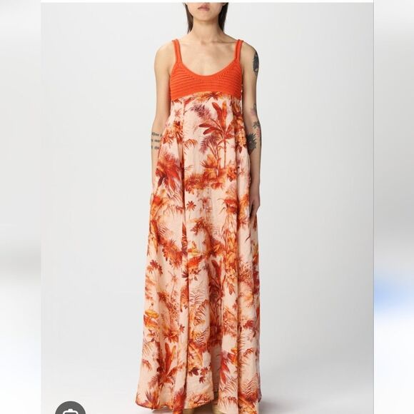 Alanui Hookipa Toile De Jouy Maxi Dress In Orange Size Small - Picture 13 of 13